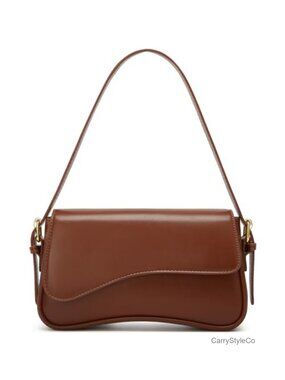 PU Leather Shoulder Bag Y2K Crossbody Purse 2 Adjustable Strap Handbag